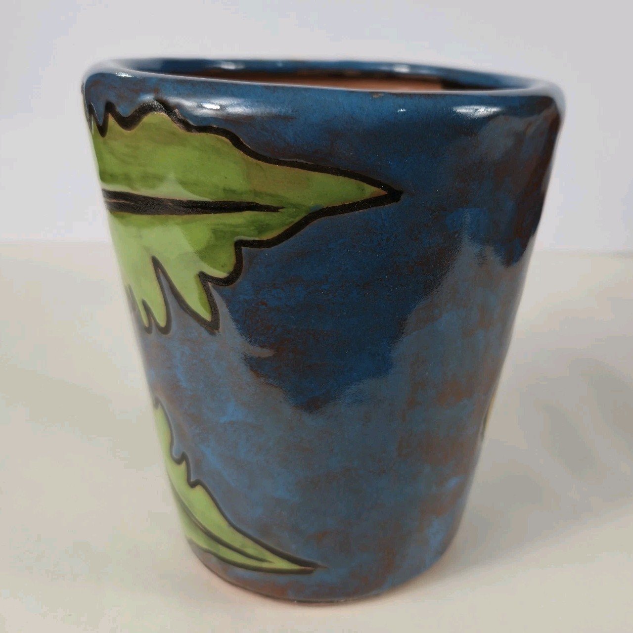 Ceramic Clay Hand Painted Pot Reliefe Bee And Flower Painting Mexican Art 4 Ceramic Clay Hand Painted Pot Reliefe Bee And Flower Painting Mexican Art