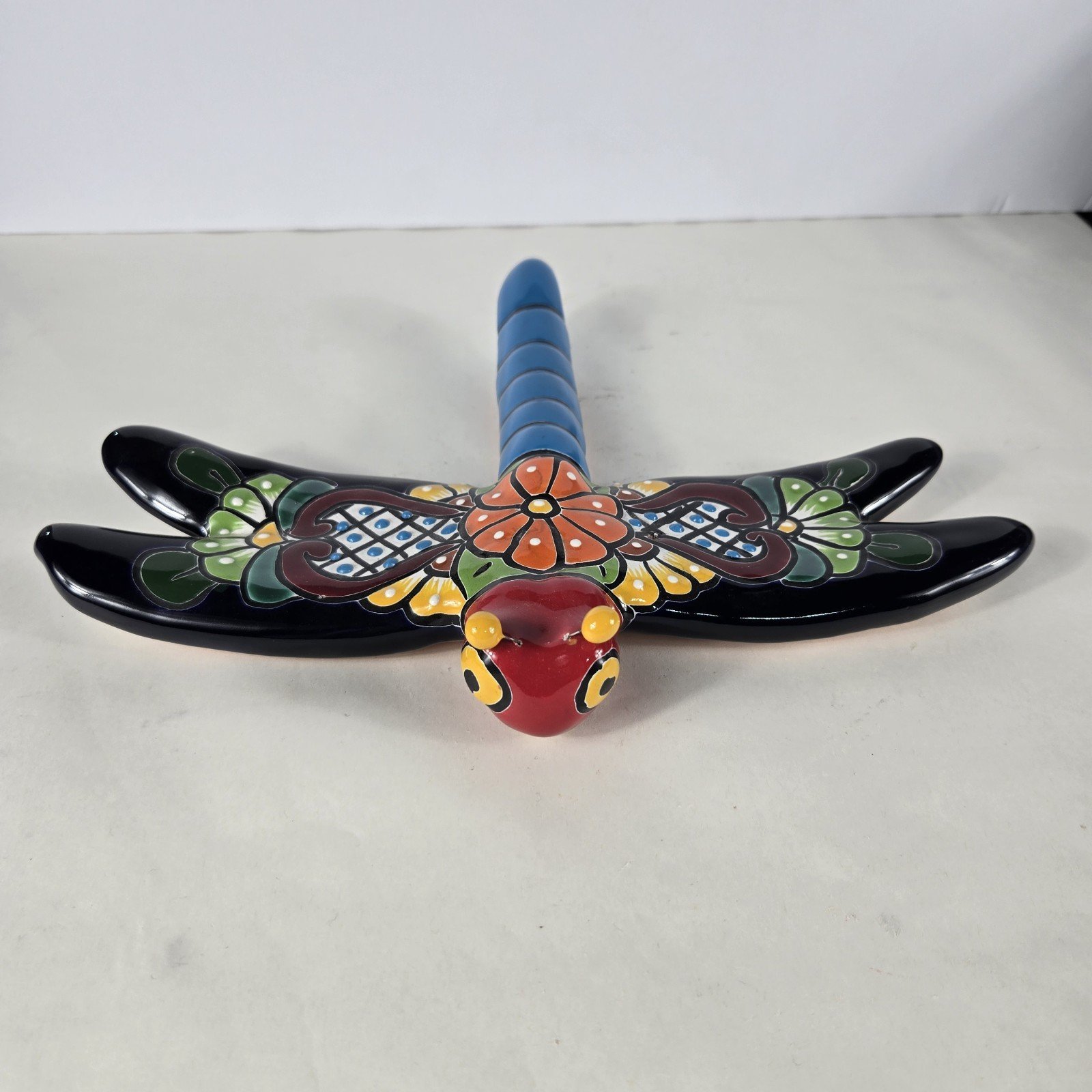 Talavera Dragonfly Mexican Pottery Art Home Decor Hand Painted 12.5 x 10 Inches