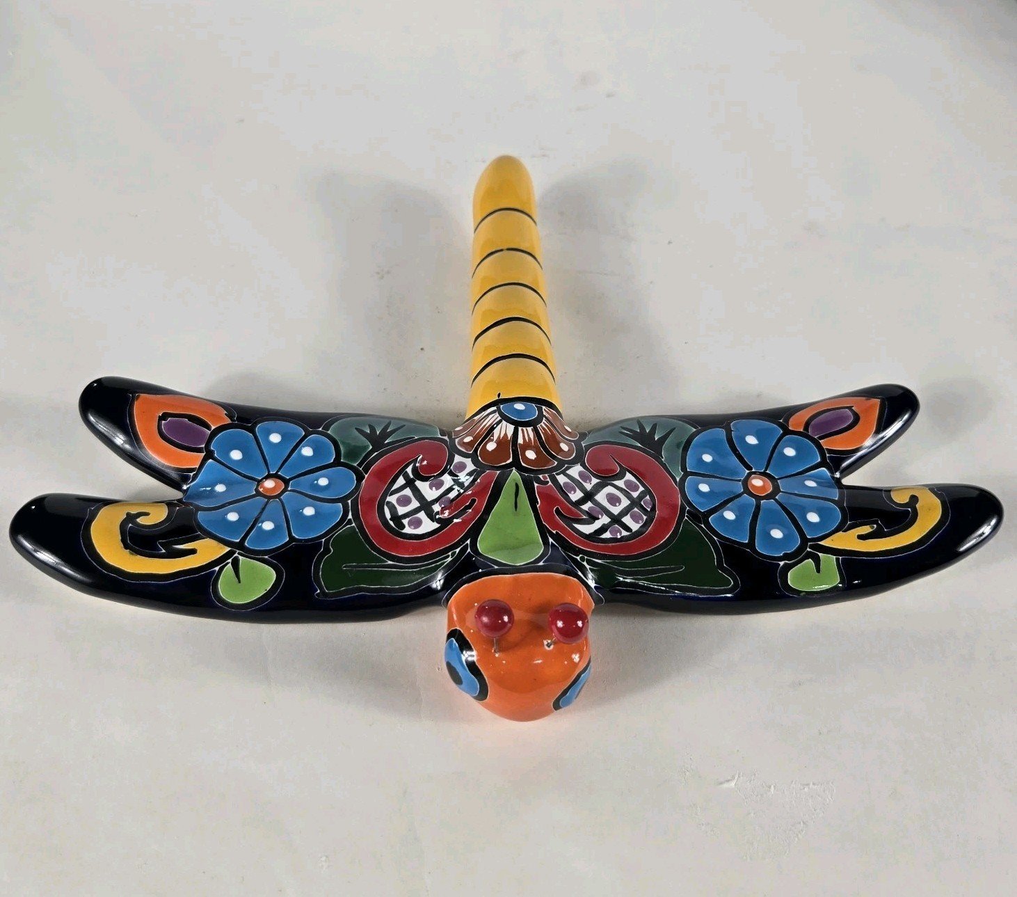 Talavera Dragonfly Mexican Pottery Art Home Decor Hand Painted 12.5 x 10 Inches
