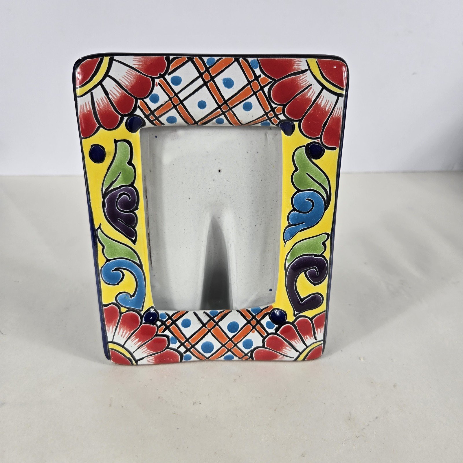 Talavera Pottery Handpainted Picture Frame Mexican Art 7 x 5.5 inches