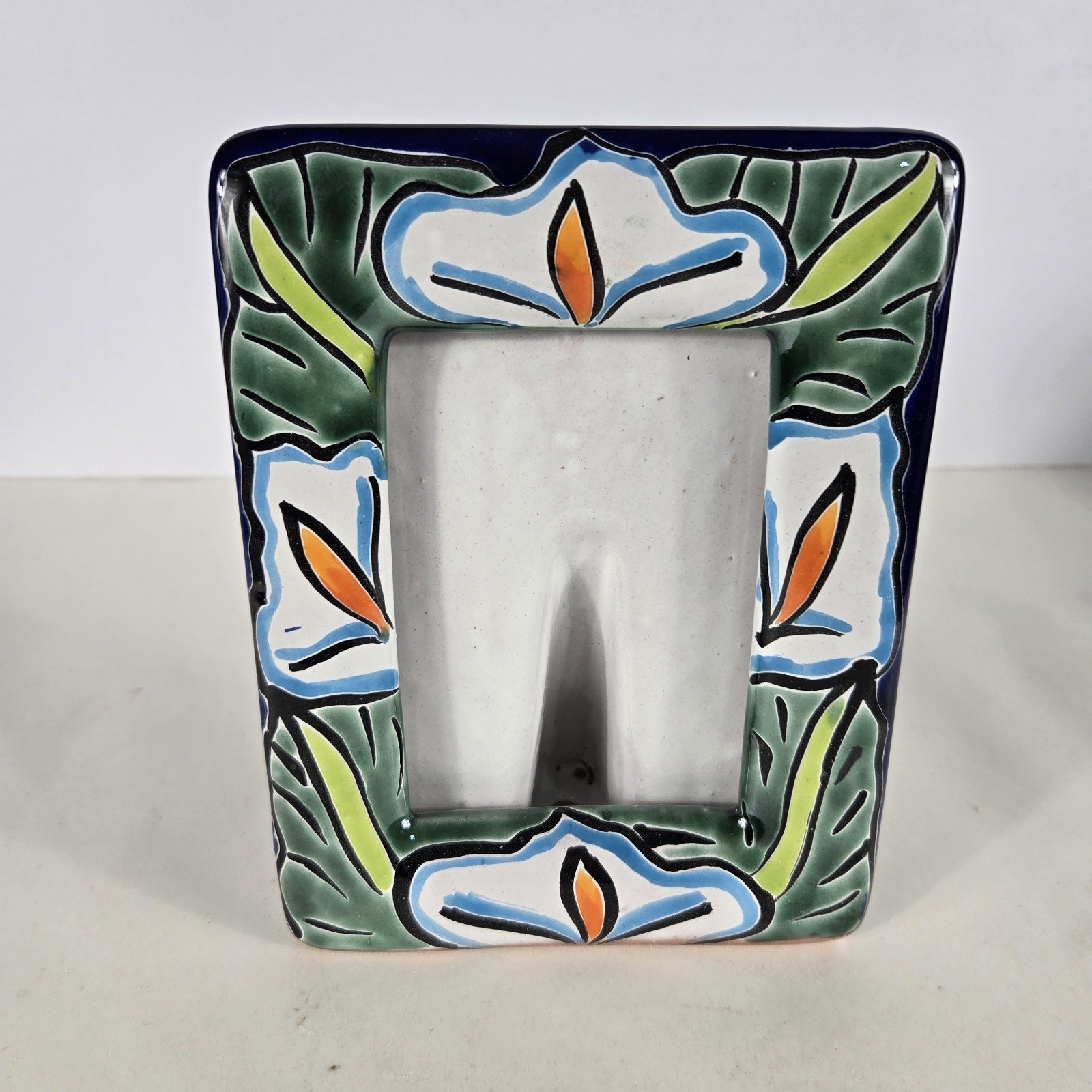 Talavera Pottery Handpainted Picture Frame Mexican Art 7 x 5.5 inches