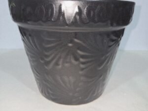 Black Planter 8 X 6.5 Inches Tall Hand Painted Mexican Art Clay Pot