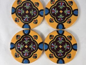 Set Of 4 Talavera Coaster Hand Painted Mexican Tile Drink Pads