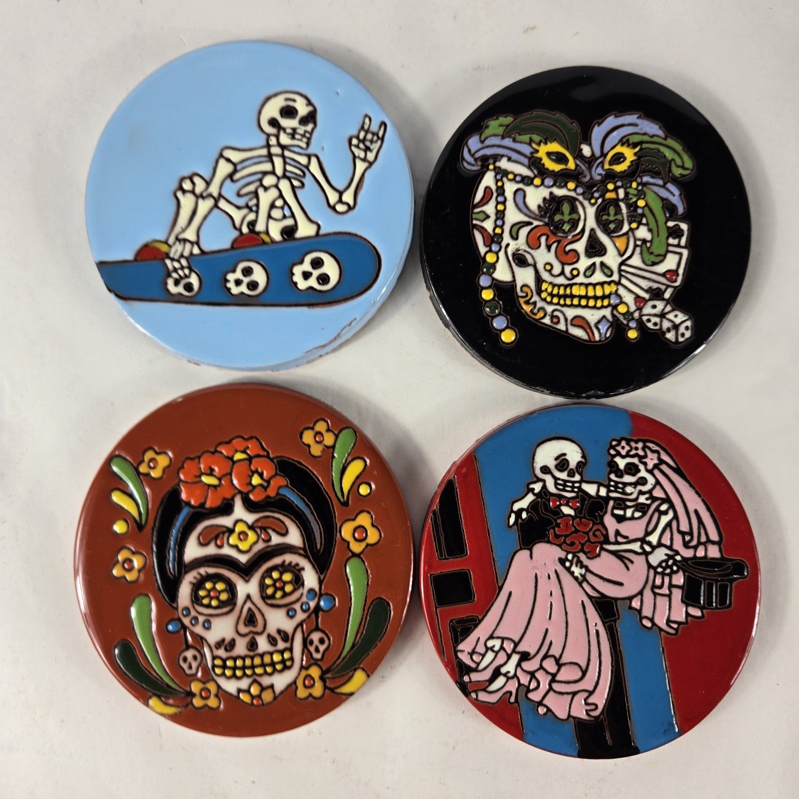 Set Of 4 Talavera Coaster Hand Painted Mexican Tile Drink Pads