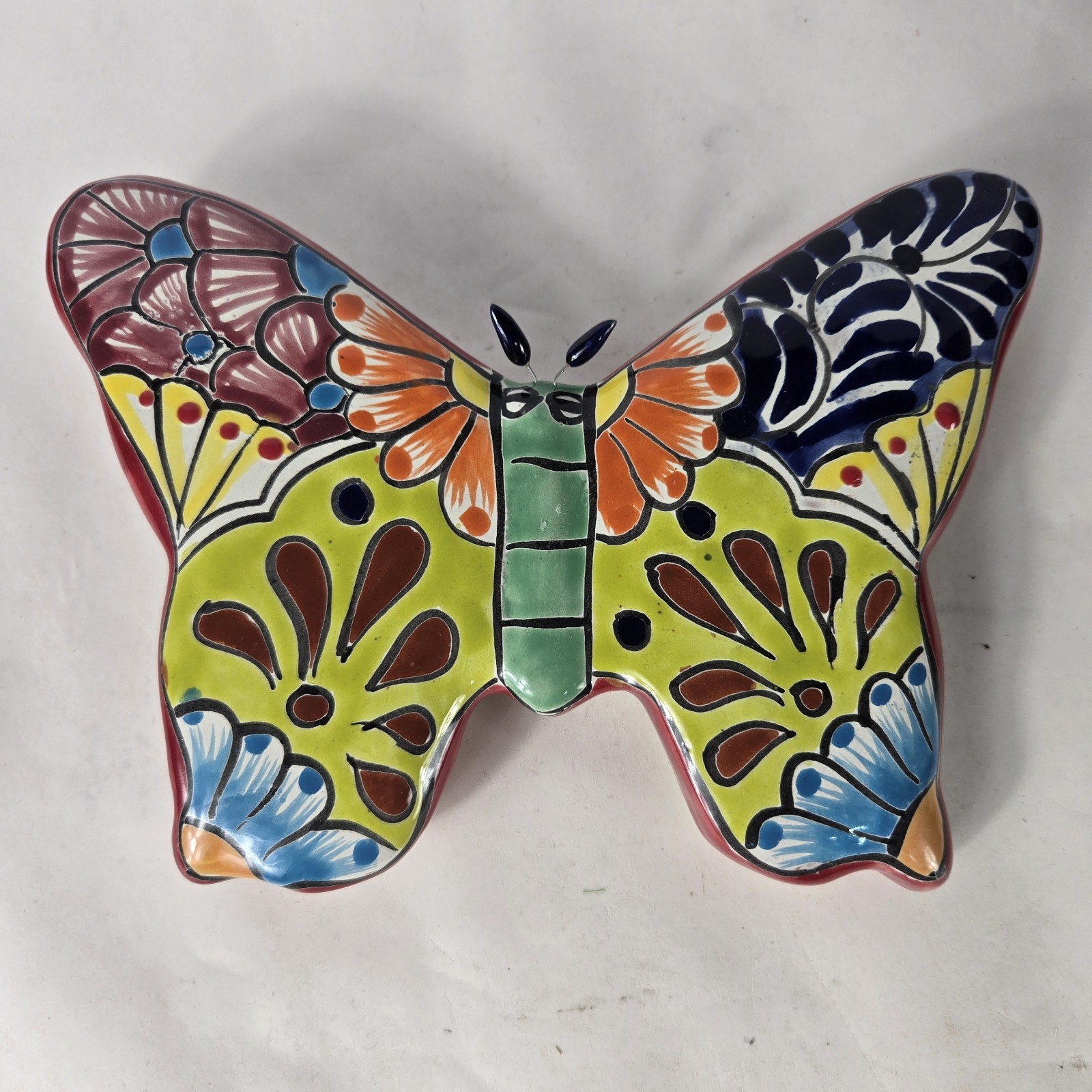 Talavera Butterfly Mexican Pottery Art Hand Painted 7 X 10 Inches