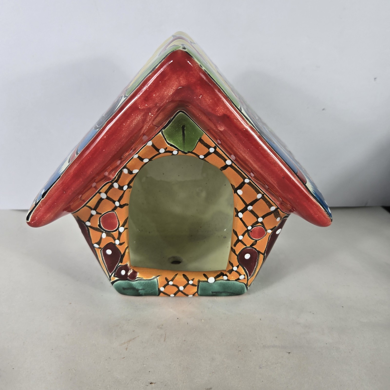 Talavera Pottery Handmade Bird House Outdoor Decor Mexican Art 7.5x5.5x7.5 inche