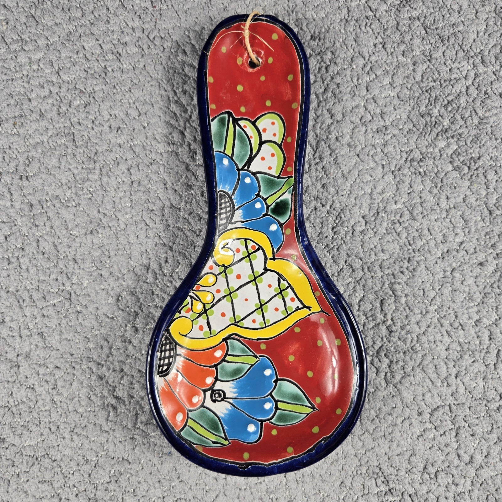 Talavera Spoon Rest Handmade Mexican Art 10 X 5 Inches