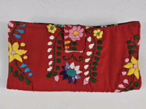 Hand Embroidered 4.5 X 8 Inches Clutch Purse Wallet Mexican Aty
