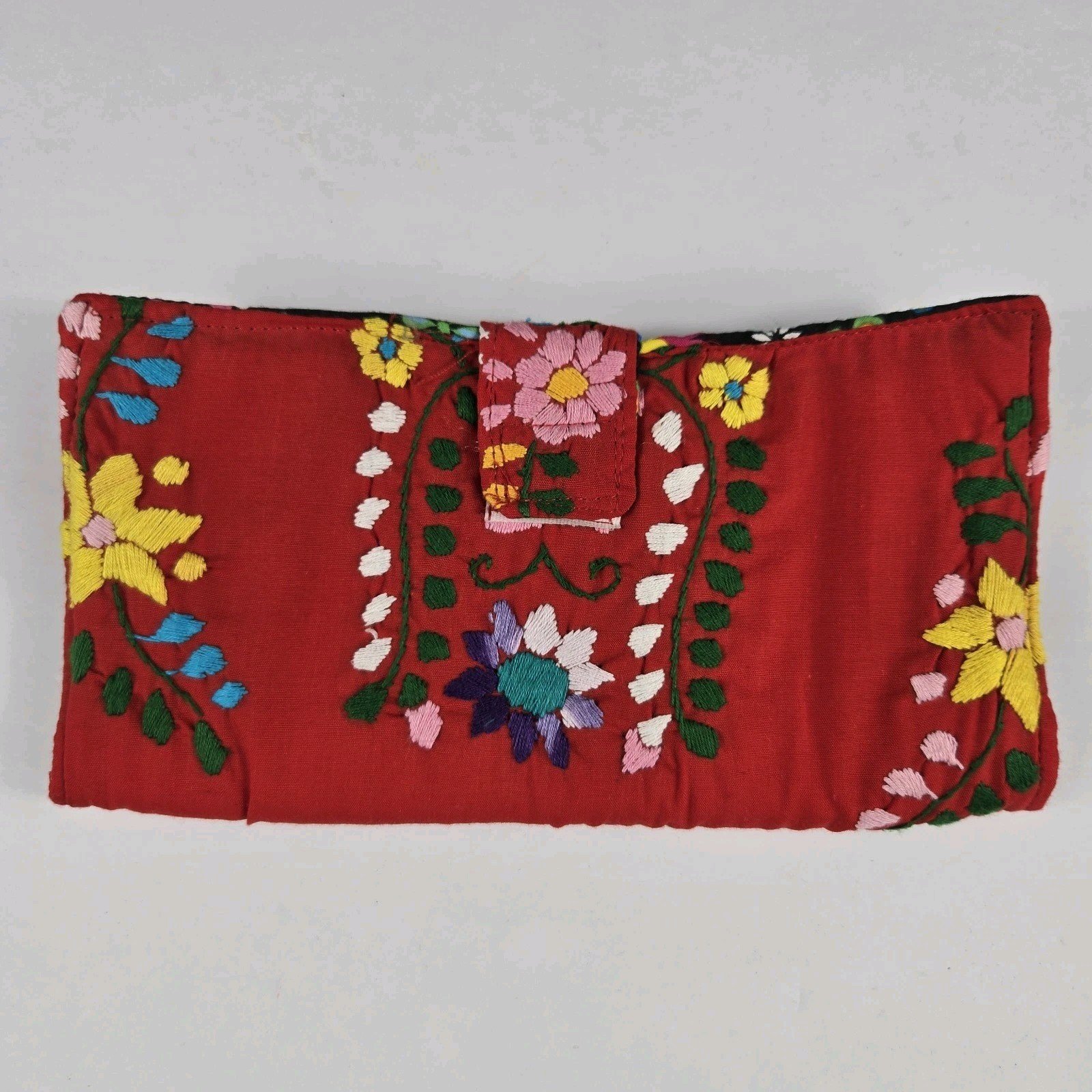 Hand Embroidered 4.5 X 8 Inches Clutch Purse Wallet Mexican Aty