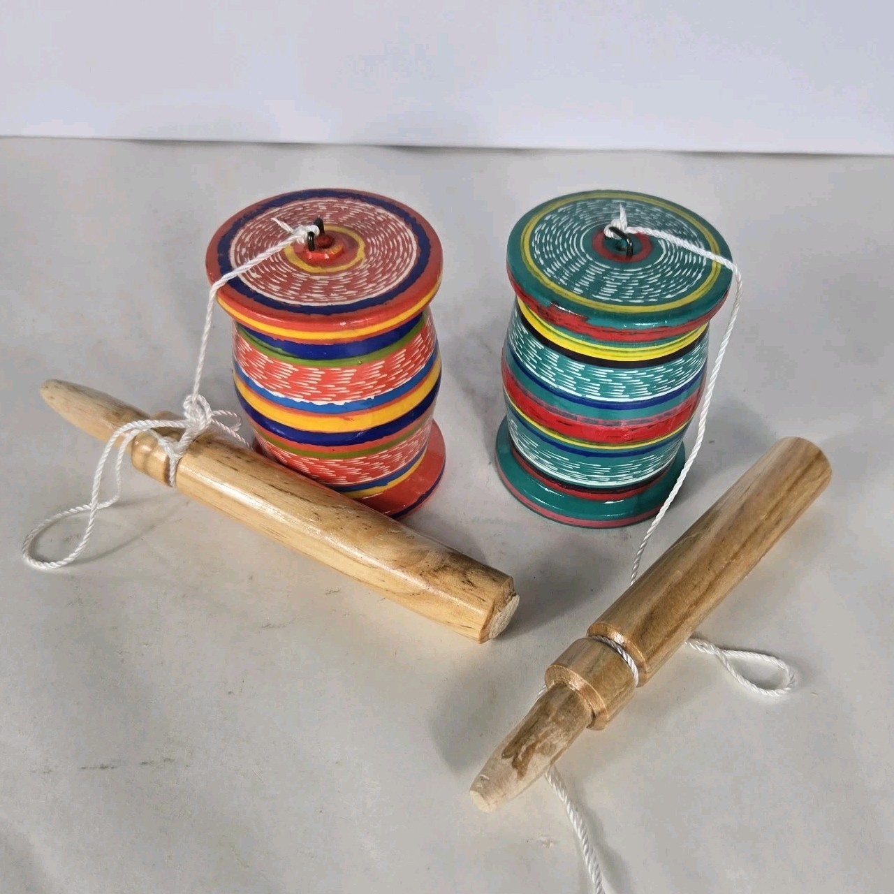 Mexican Wooden Traditional Balero, Mexican Toy 2.5 X 3.5 Inches Colorful