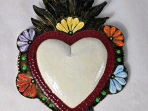 Sacred Heart Tin Wall Ornament Handmade Mexican Art 6 X 9 Tall