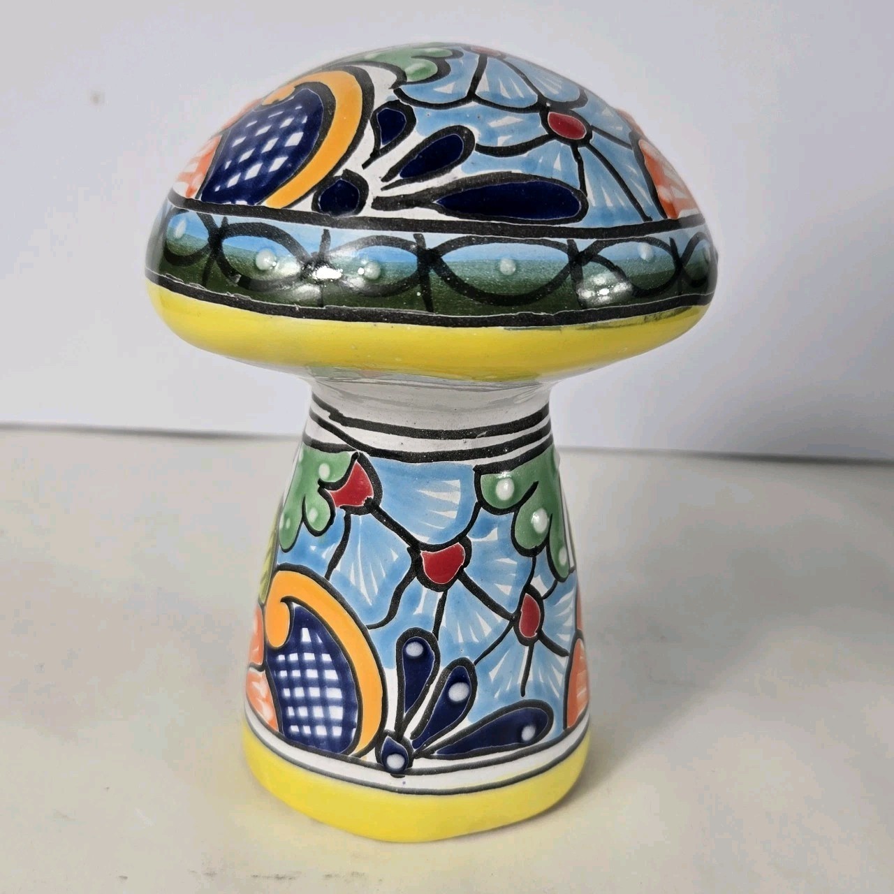 Talavera Mushroom Mexican Pottery Art Home Decor Hand Painted 6.5 x 4.5 Inches