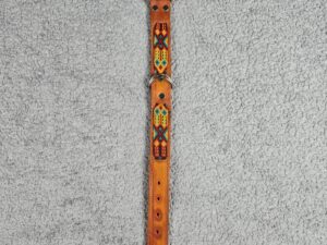 Colorful Leather Dog Collar Handmade Mexican Art 25 X 2 Inch Colorful