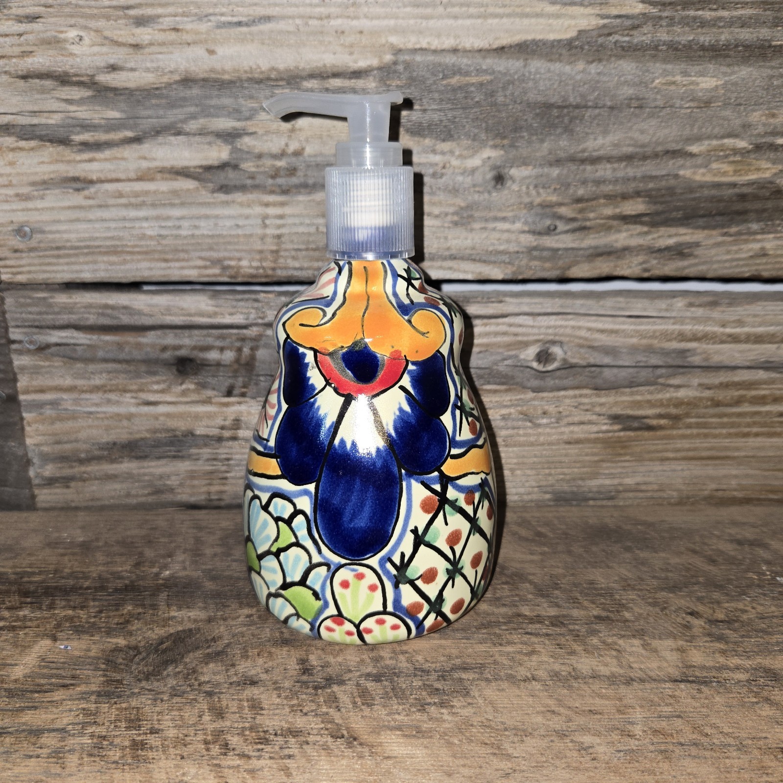 Talavera Soap Pump Dispenser Hand-Painted Mexican Art Colorful Design