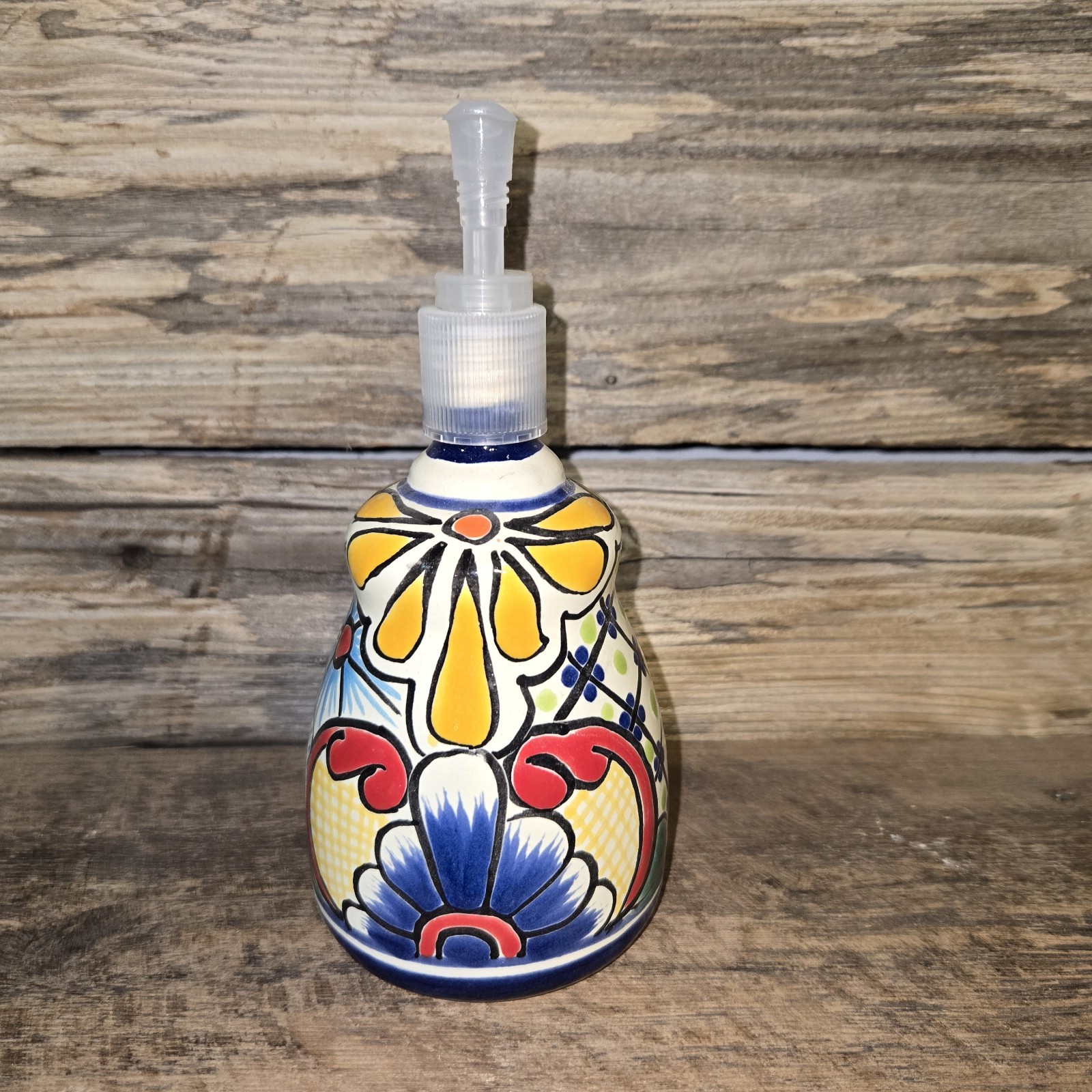 Talavera Soap Pump Dispenser Hand-Painted Mexican Art Colorful Design