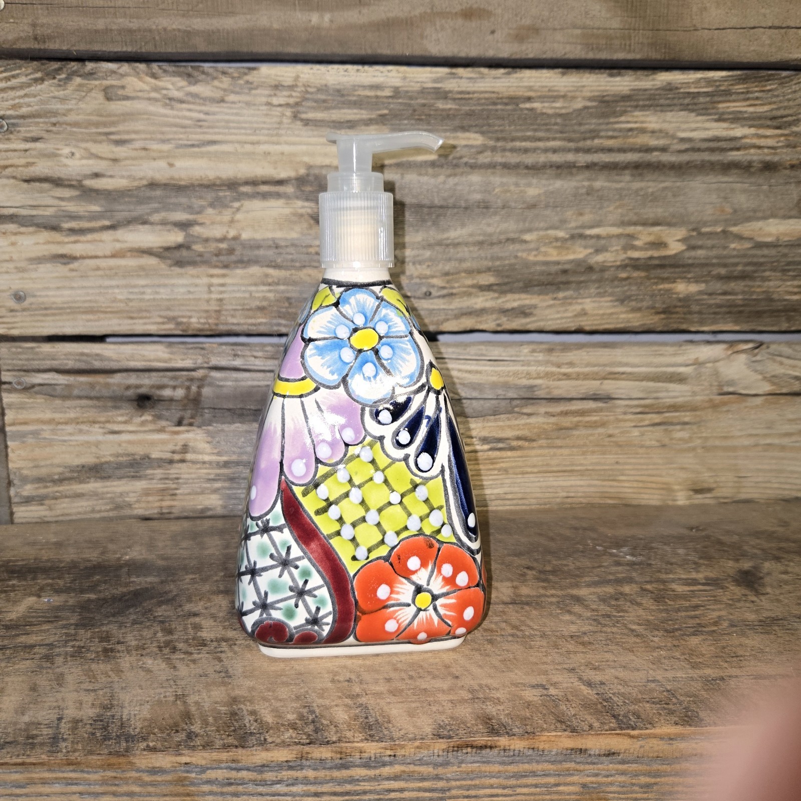 Talavera Soap Pump Dispenser Hand-Painted Mexican Art Colorful Design