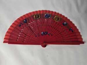 Mexican Hand Fan Hand Made / Painted Red