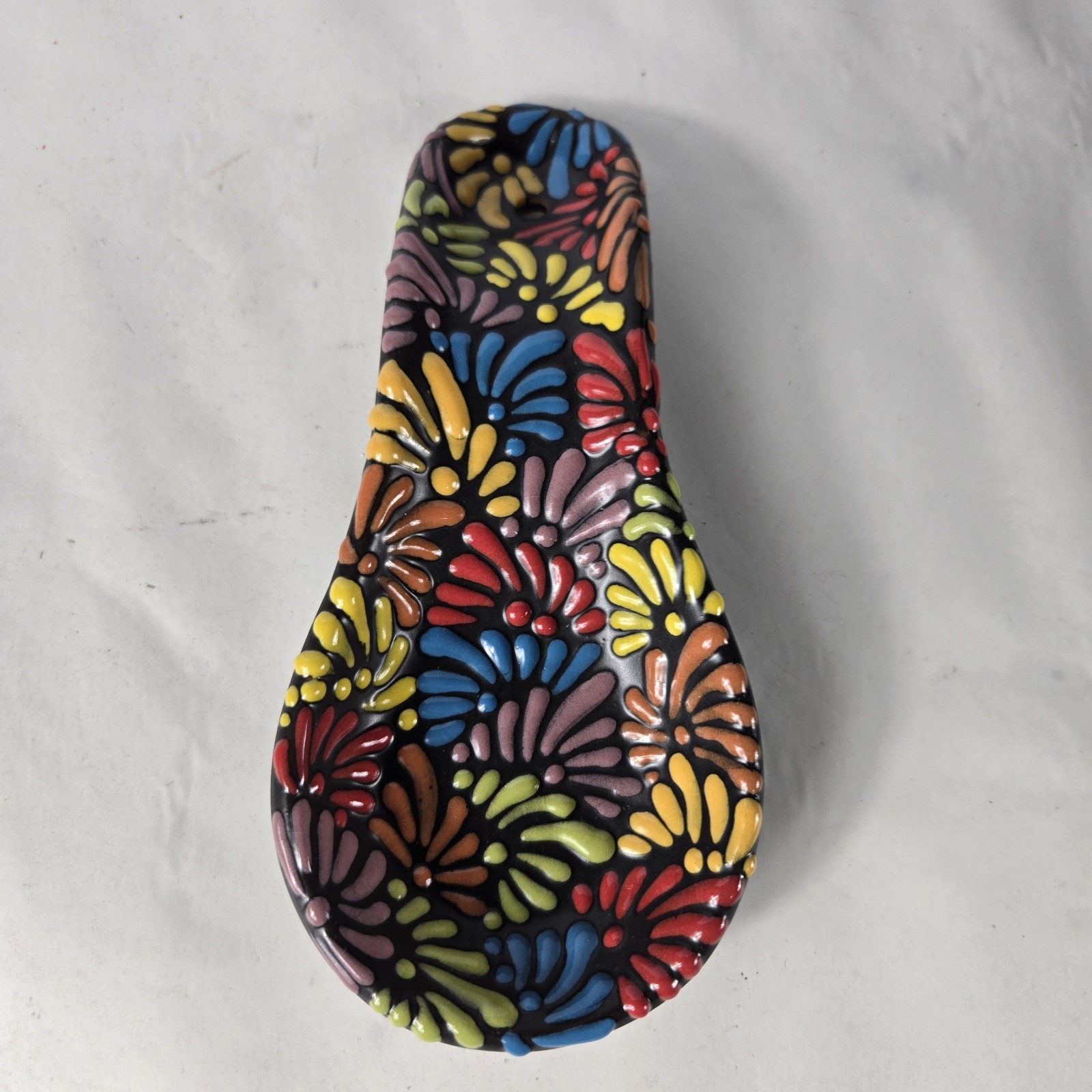 Talavera Spoon Rest Handmade Mexican Art 9 X 4 Inches