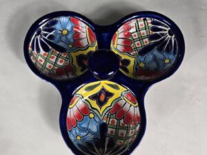 Mexican Talavera Salsera Dip/Chip Bowl Lead Free 1.5x9.5x9.5 Inches Colorful Art