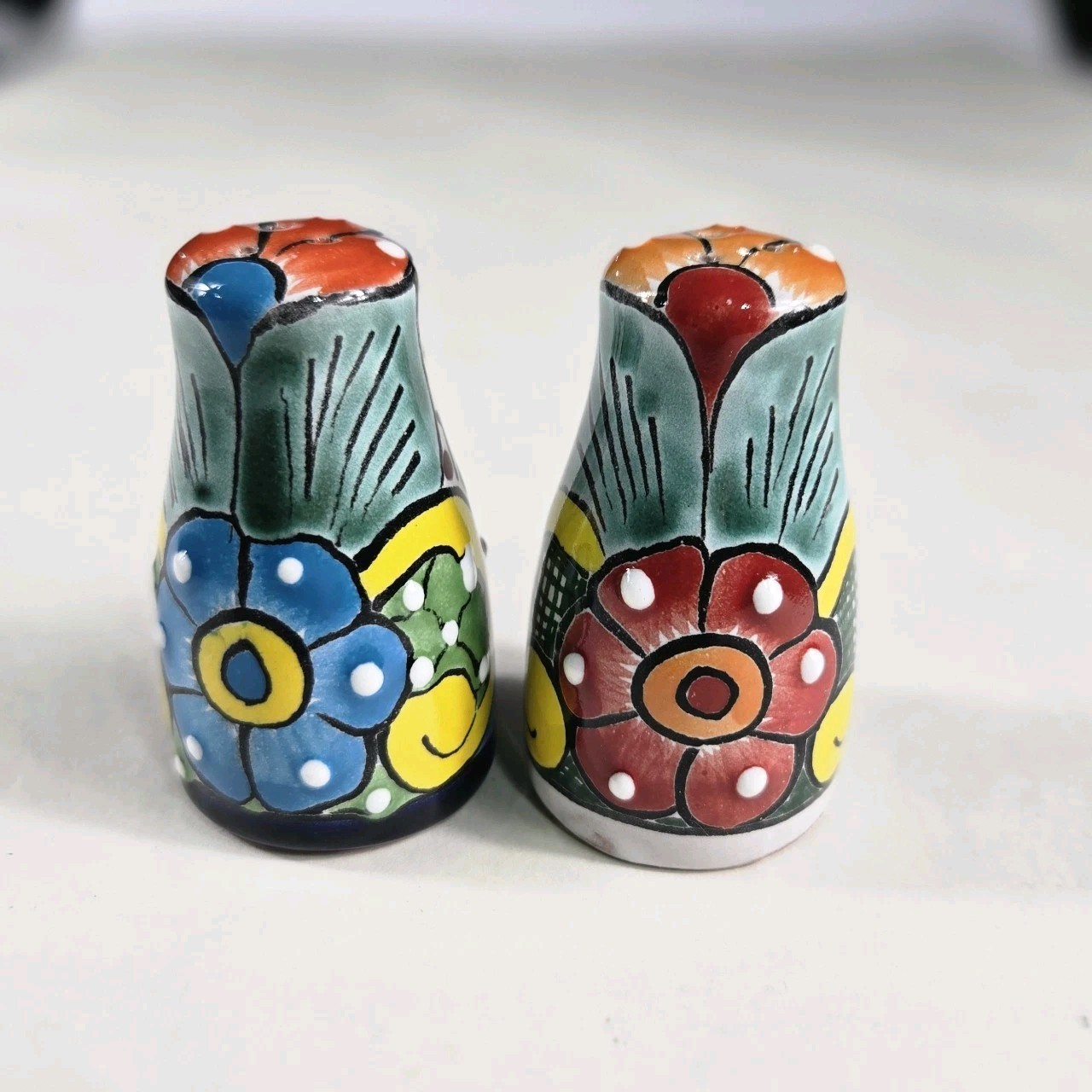 Mexican Talavera Salt And Pepper Shakers Beautiful And Colorful Set Mexican Art