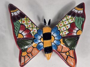 Talavera Butterfly Mexican Handcrafted Art Wall Hanging 8 X 7 Inches Tall