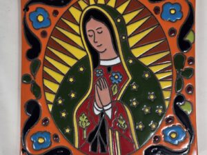 Talavera Virgen De Guadalupe Tile Mexican Art Hand Painted Wall Decor 8x8x.5 In
