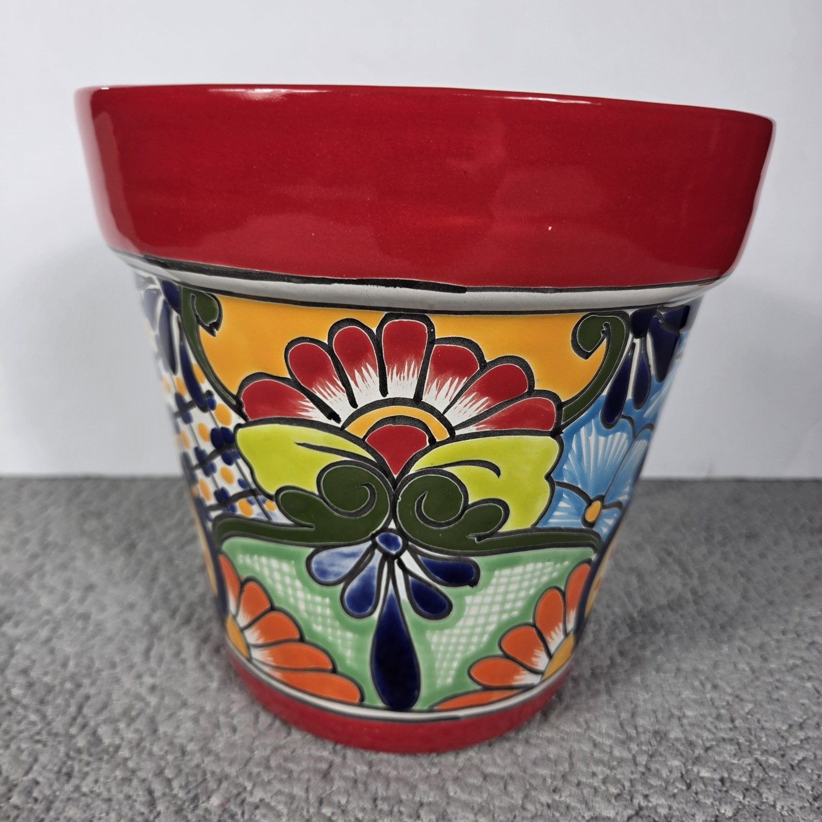 Talavera Planter 8 X 8 Inches Tall Hand Painted Mexican Art Beautifyl Colorful
