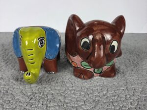 Talavera Elephant Mini Planter Set Hand Painted Mexican Art Colorful