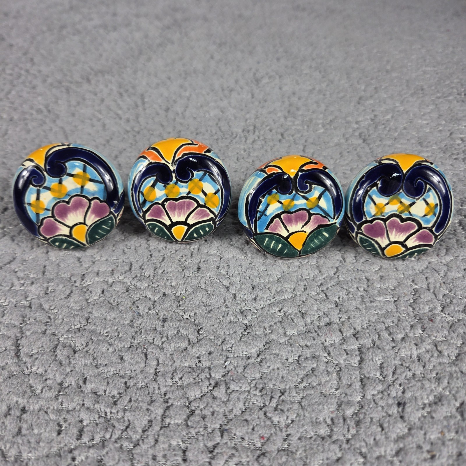 Talavera Door Knob Set Hand Painted Mexican Art Colorful