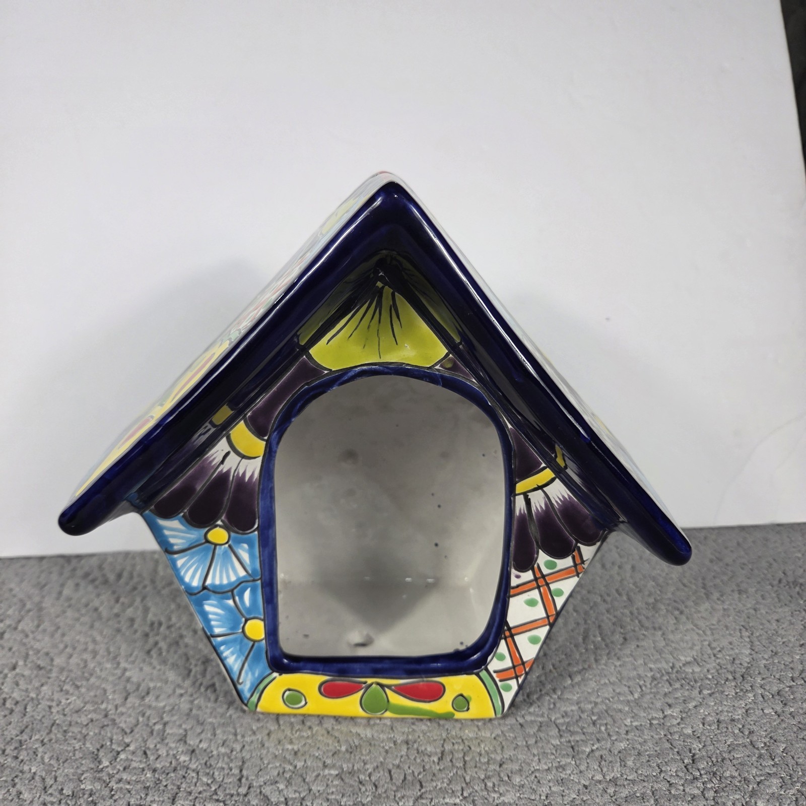 Talavera Pottery Handmade Bird House Outdoor Decor Mexican Art 9.5x6.5x9.5 inche