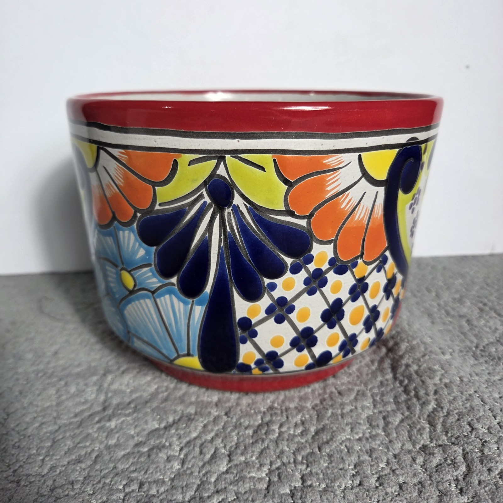 Talavera Planter 7 X 7 Inches Tall Hand Painted Mexican Art Beautifyl Colorful