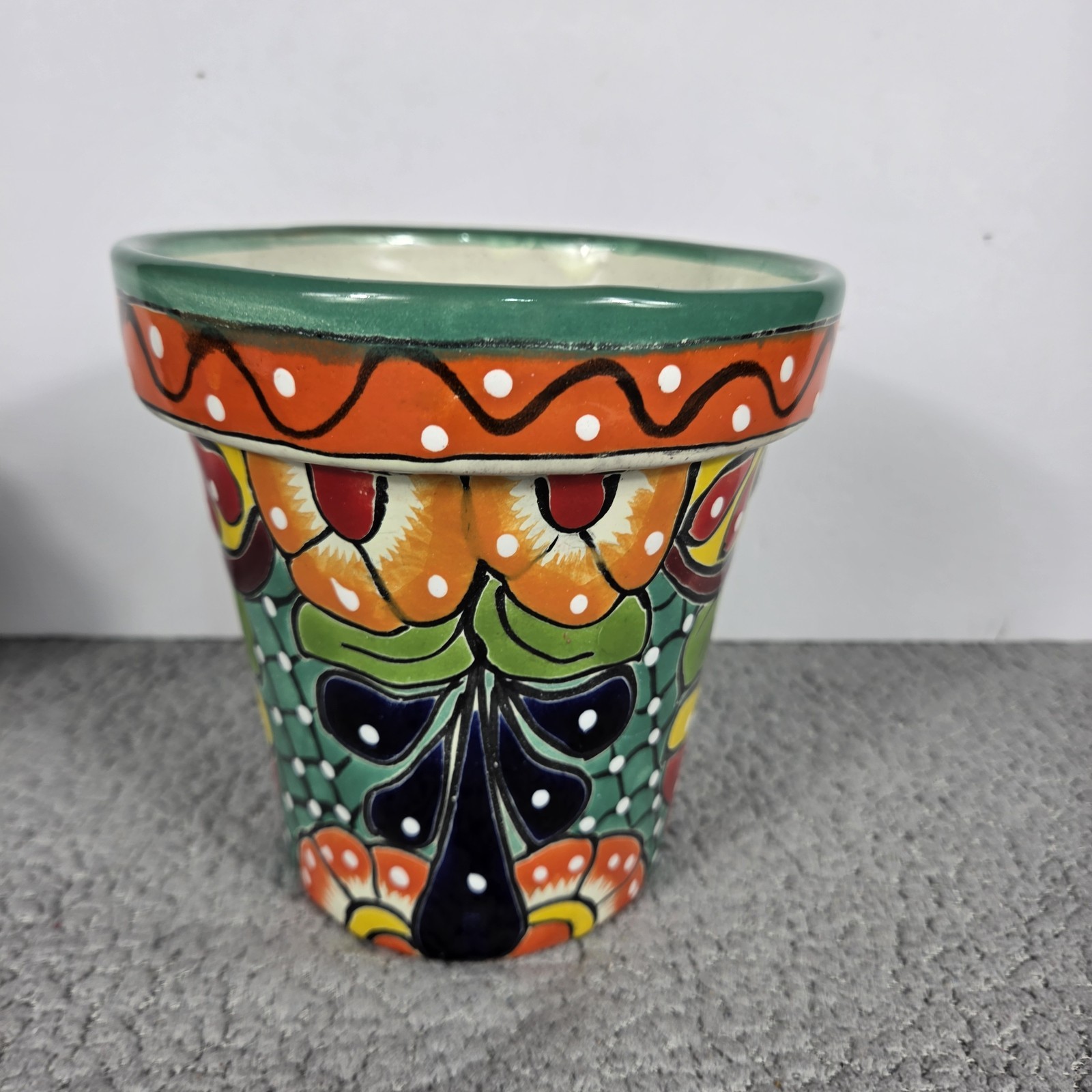 Talavera Planter 6 X 6 Inches Tall Hand Painted Mexican Art Beautifyl Colorful