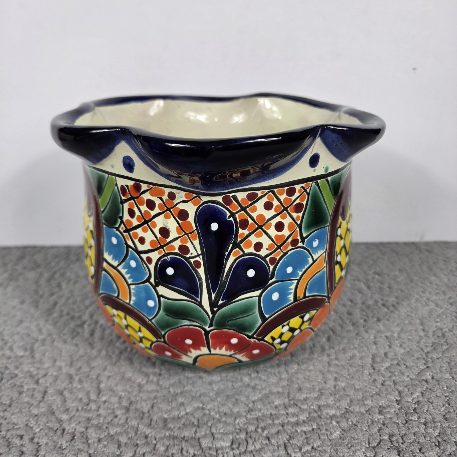 Talavera Planter 6 X 6 Inches Tall Hand Painted Mexican Art Beautifyl Colorful