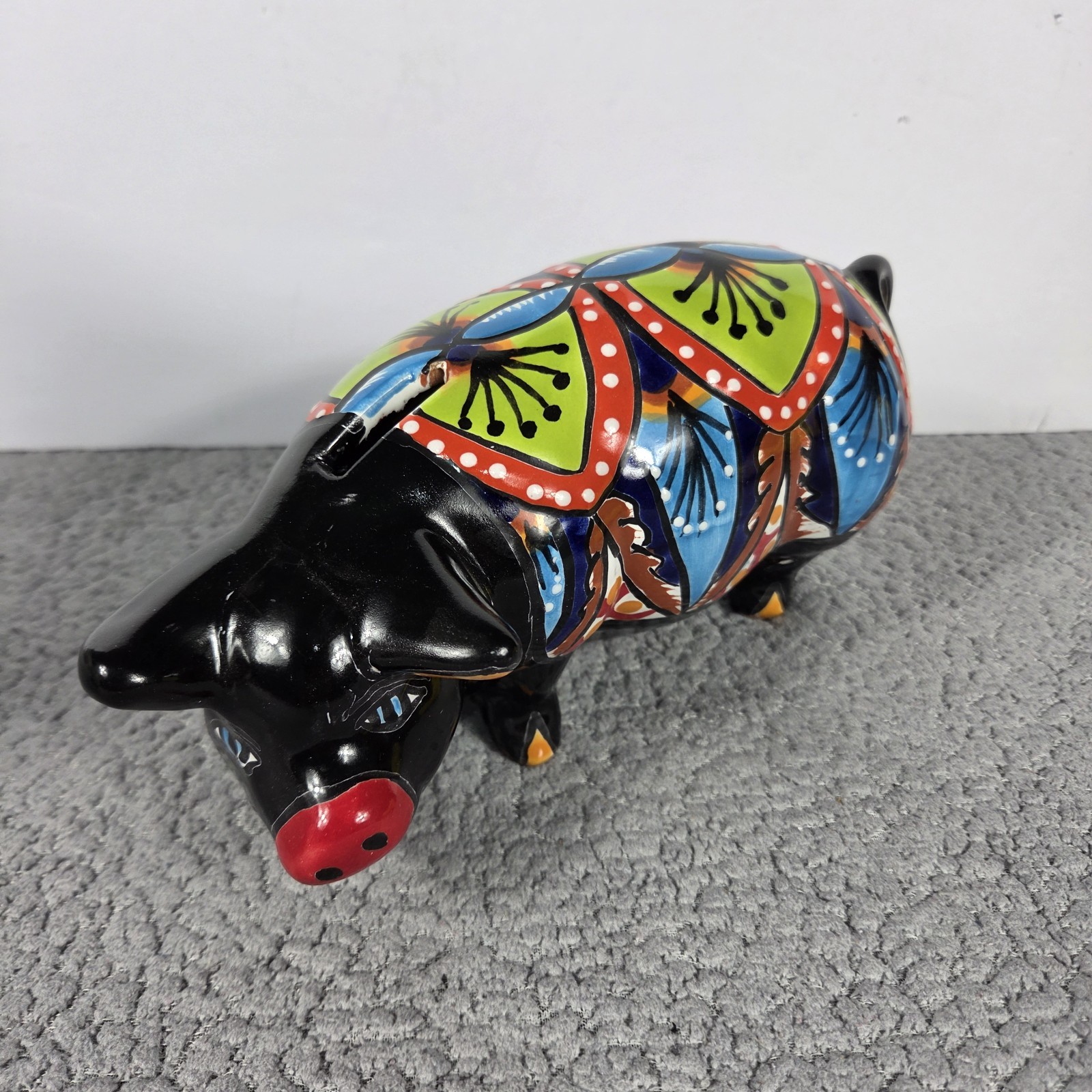 Talavera Piggy Bank Figurine Mexican Pottery Art Hand Painted
