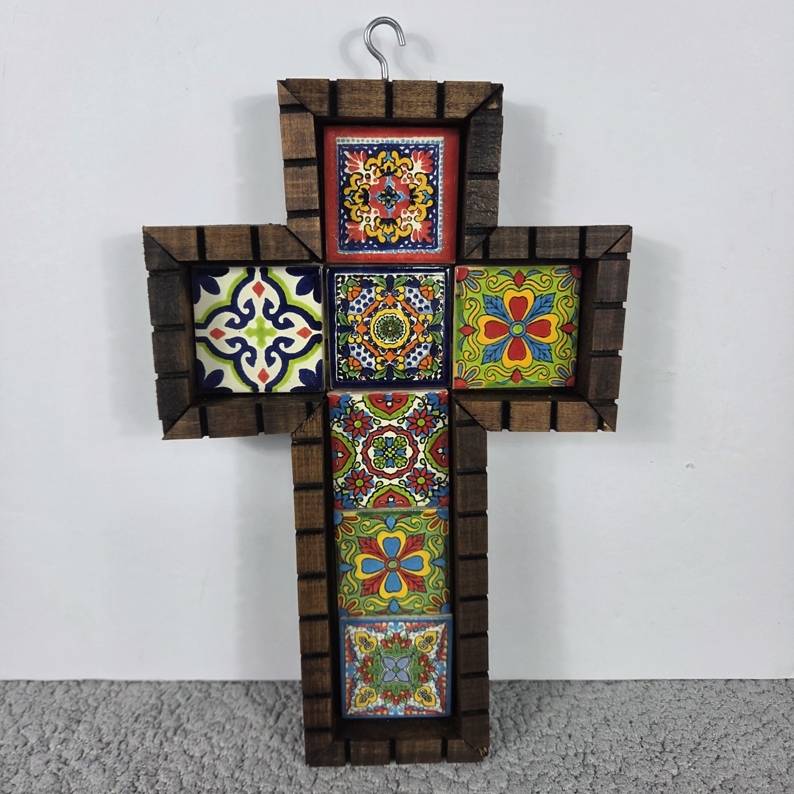 Talavera Tile And Wood Cross Hand Crafted
