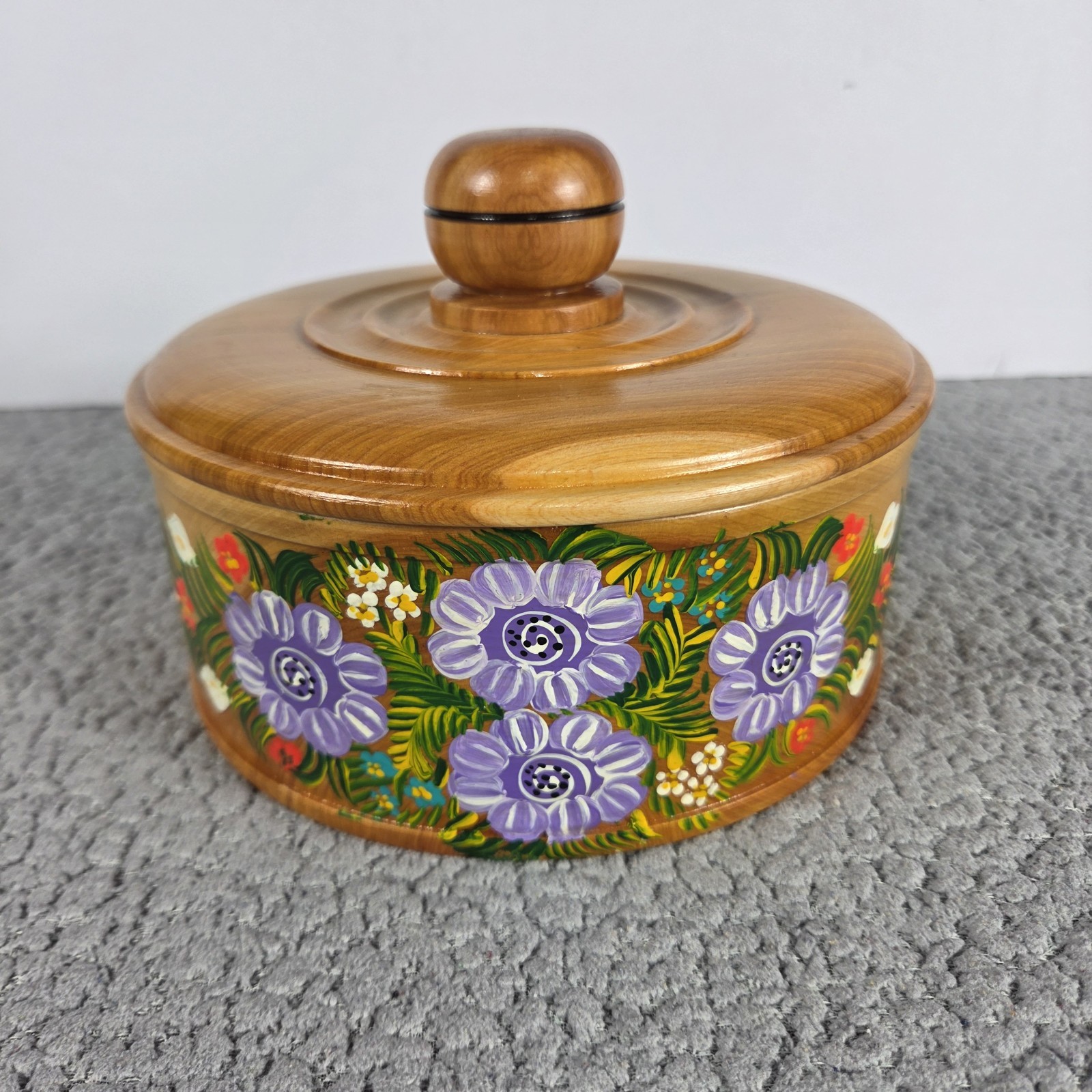 Wood Tortilla Warmer Tortillero Handmade Mexican Art Floral Painting
