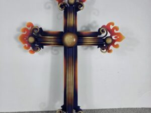 Talavera Metal Cross Hand Crafted Mexican Art