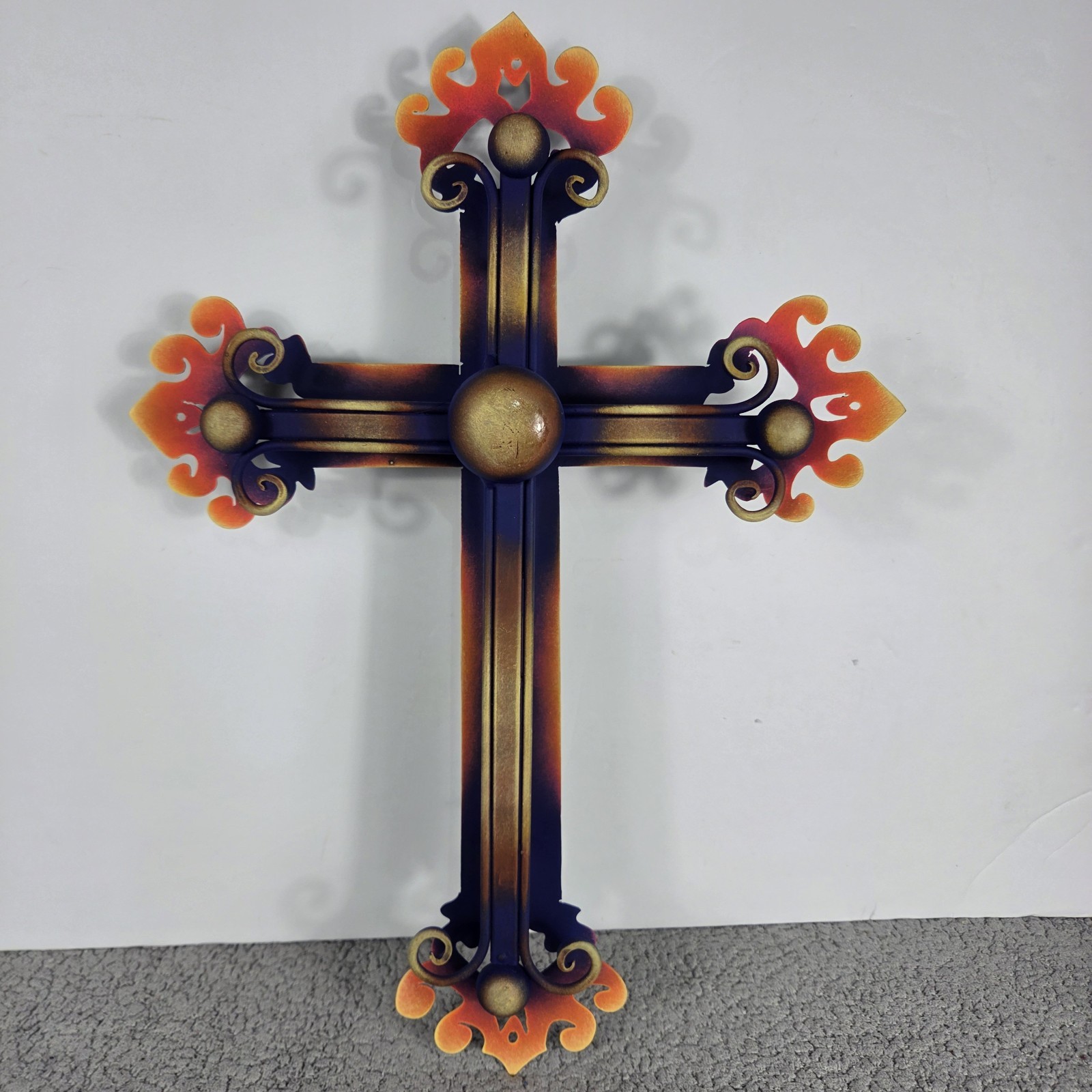 Talavera Metal Cross Hand Crafted Mexican Art