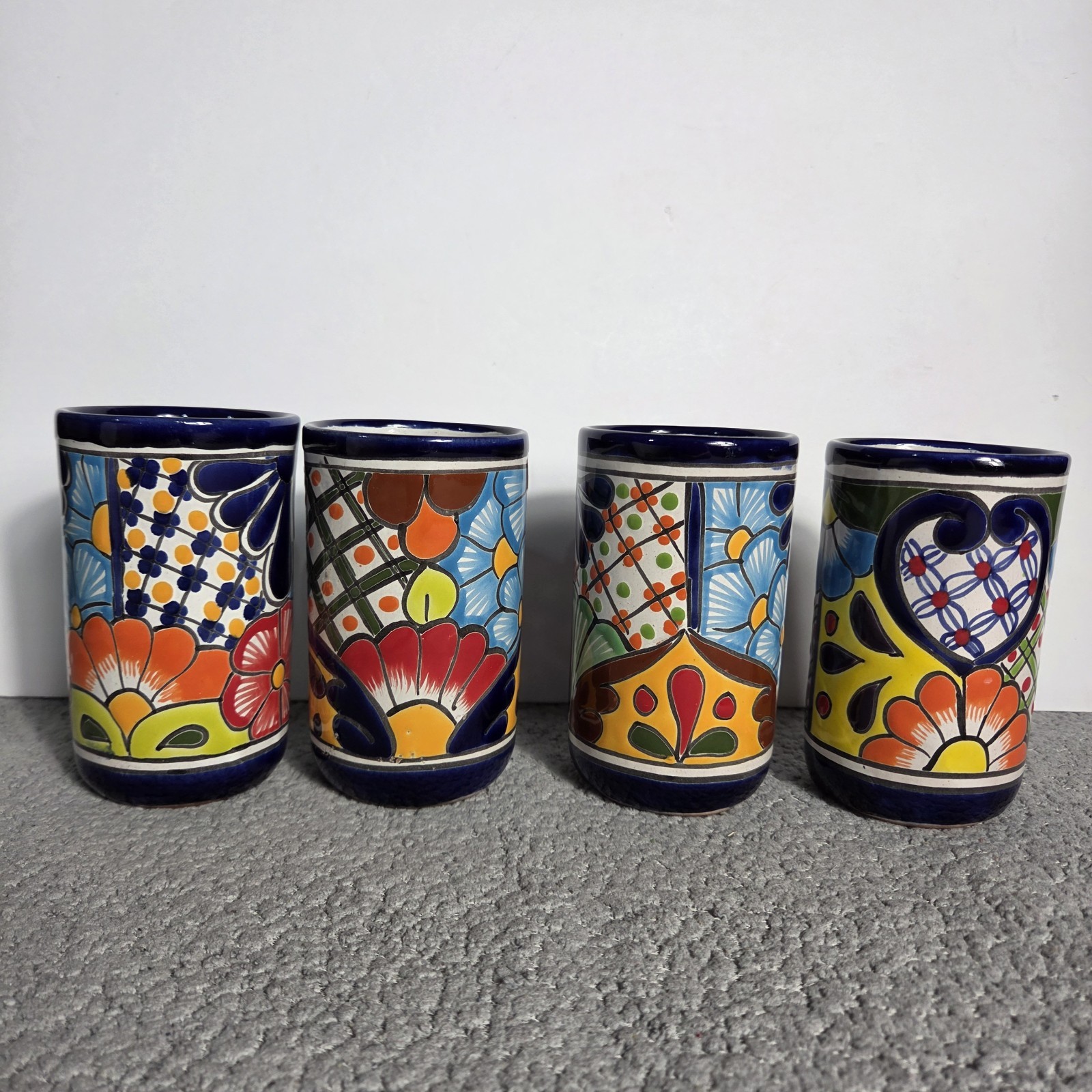 Talavera Glass Mexican Pottery Art Hand Painted Pot 5.5 X 3 Inches