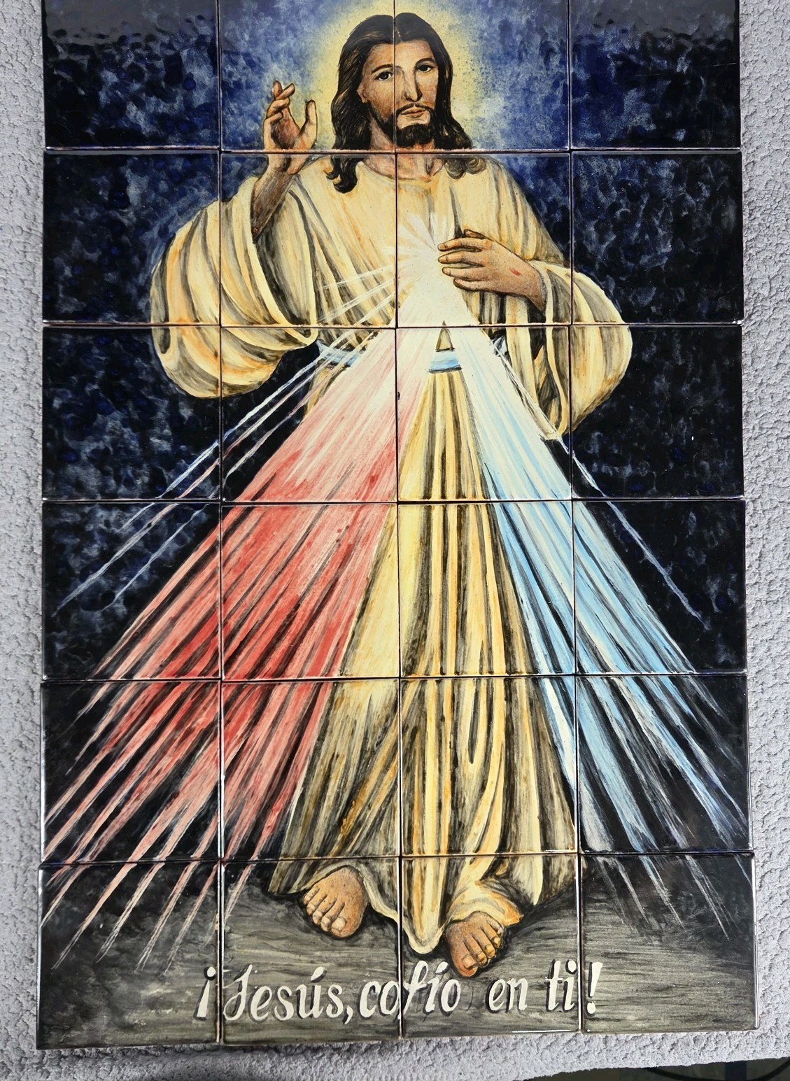 Divina Misericordia Devine Mercy Tile Mural Mexican Talavera 24 X 16 Inches