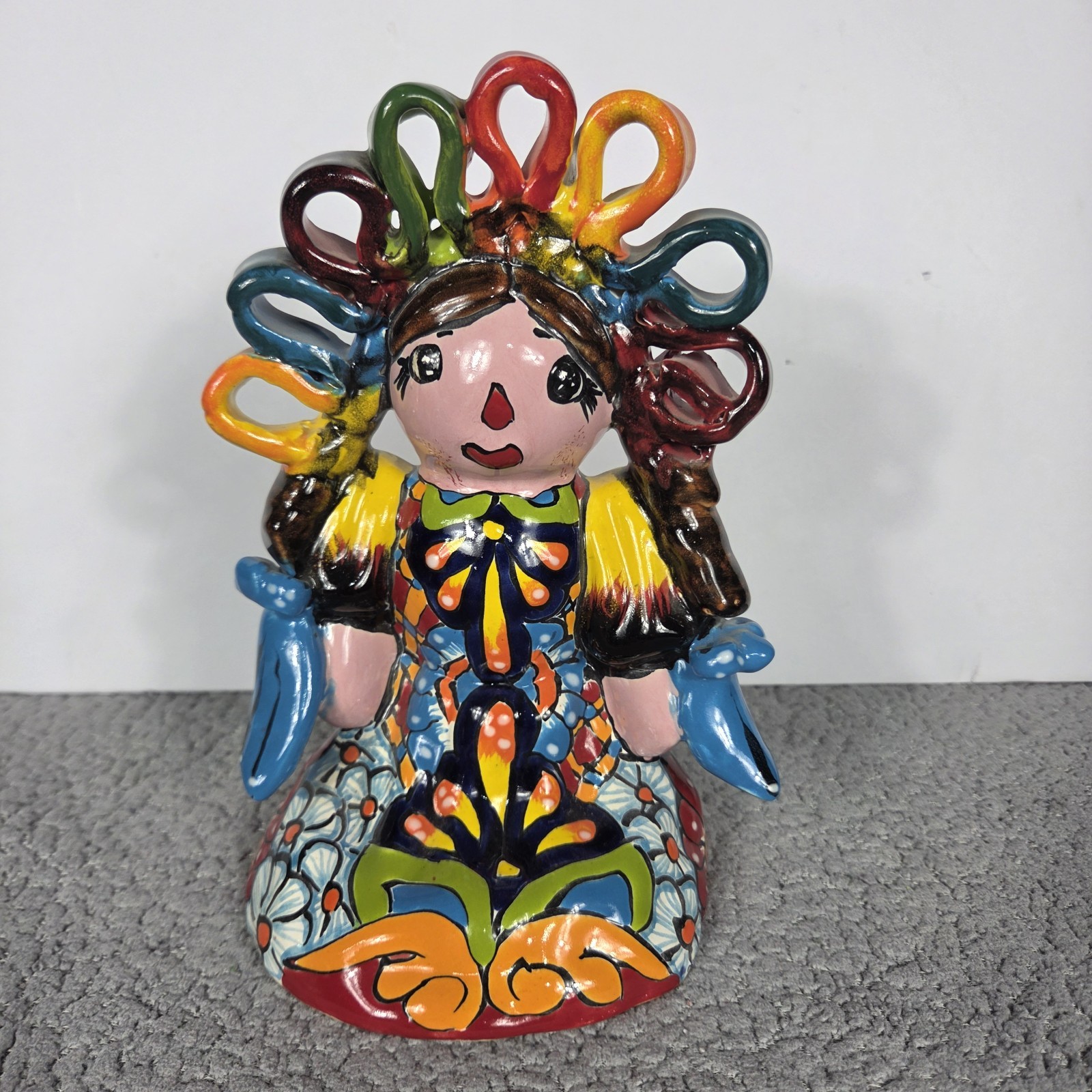 Talavera Pottery Hand Painted Lele Doll Figurine Mexican Art 8.5x4.5x5 Inches