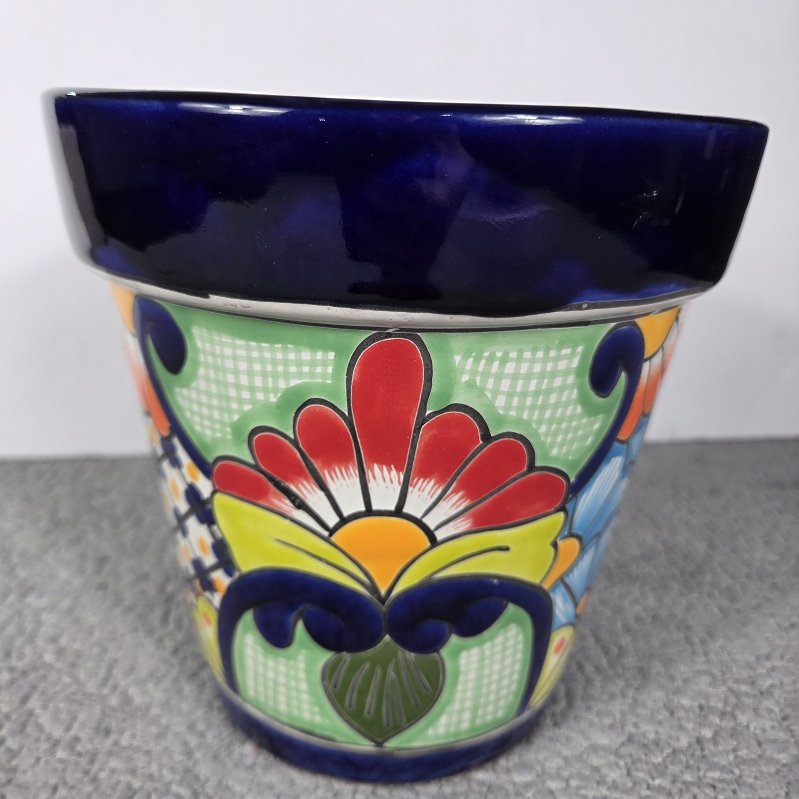 Talavera Planter 8 X 8 Inches Tall Hand Painted Mexican Art Beautifyl Colorful