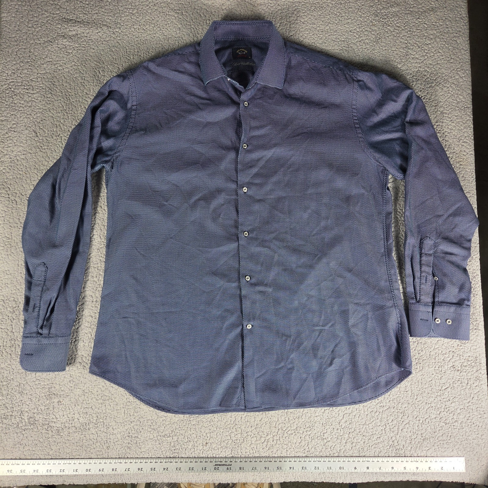 Paul & Shark Yachting Dress Shirt Men's 44 Button Down Cotton Blue Italy