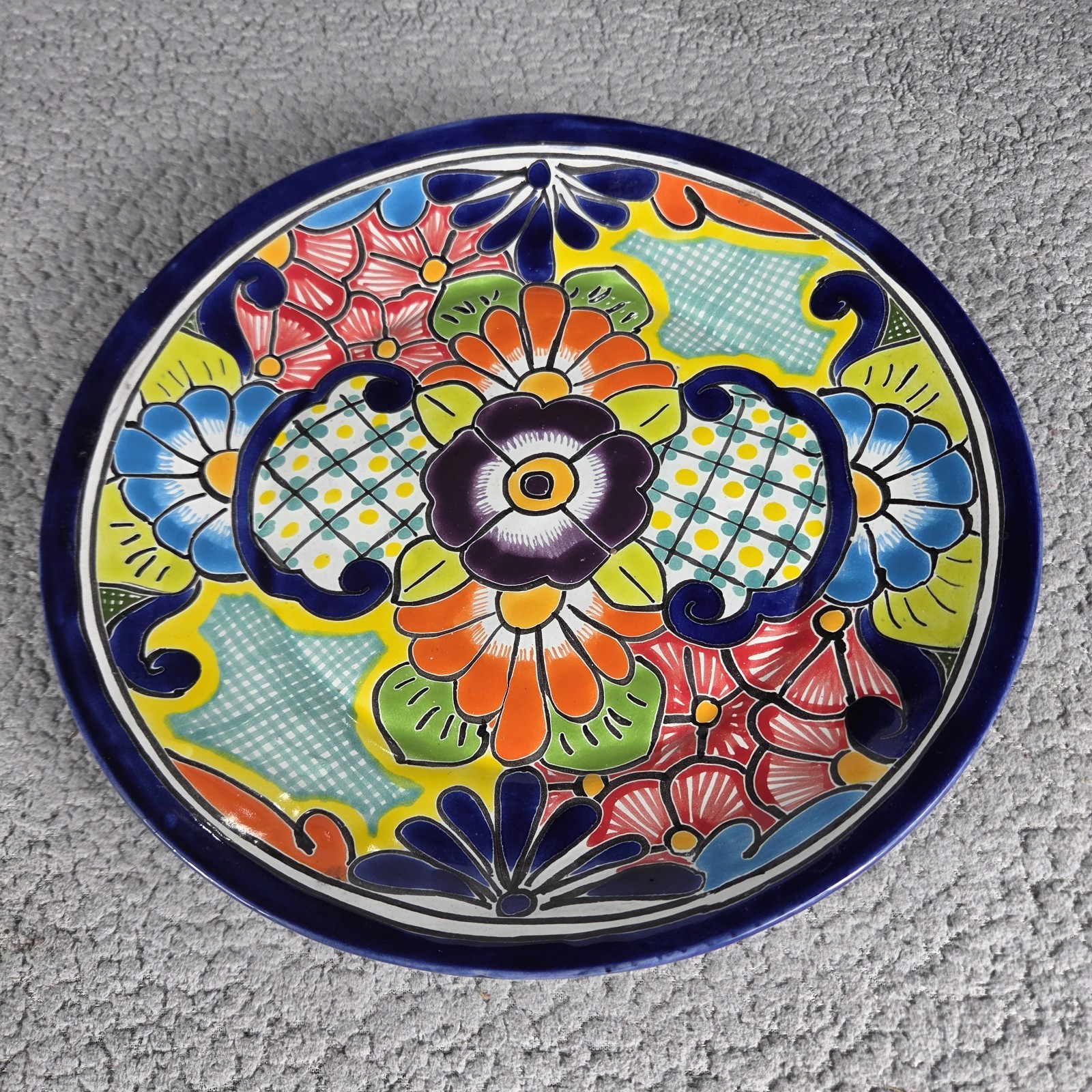 Talavera Plate Lead Free Mexican Art Pottery Hand Painted 11" Diameter
