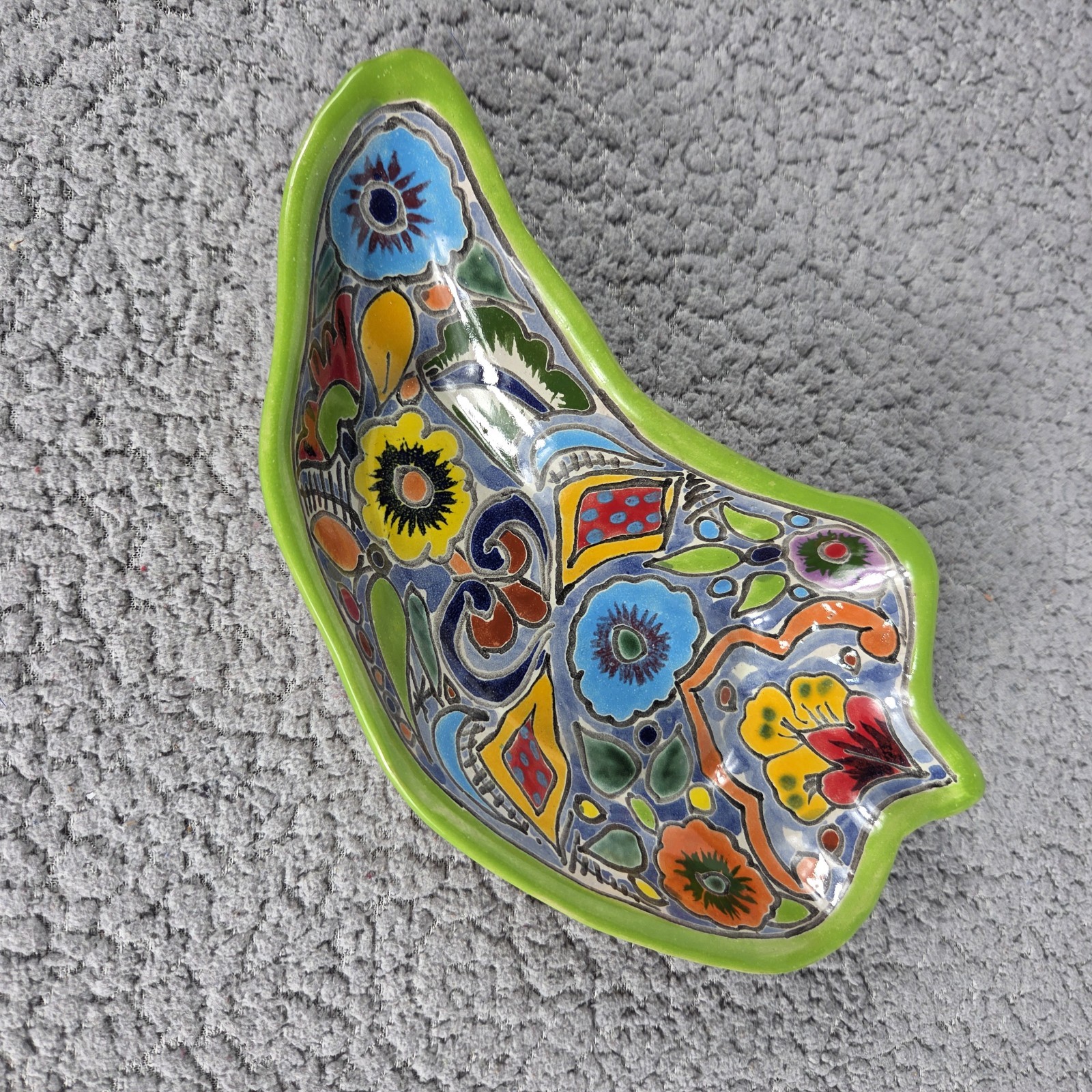 Talavera Pottery Hand Painted Appetizers Salsa Sauce Tray Mexican Art