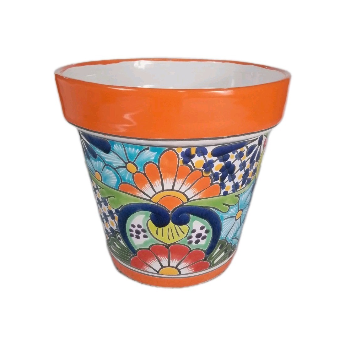 Talavera Planter 8.5 X 9 Inches Tall Hand Painted Mexican Art Clay Pot