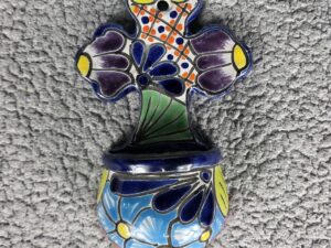 Talavera Colorful Holy Water Font Mexican Art 5.5 X 8.5 Inches Tall