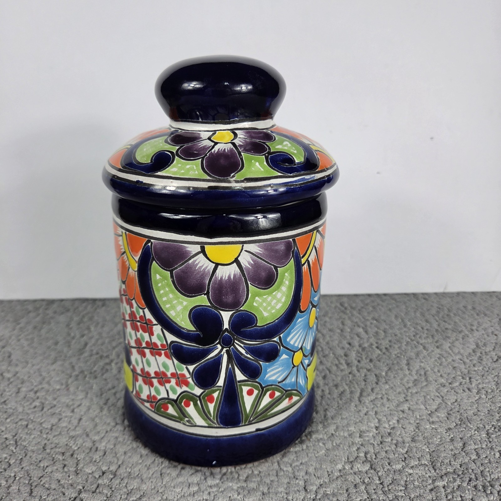 Talavera Canister Mexican Art Colorful Handmade